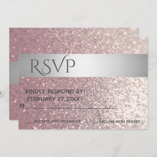 Eleganter moderner glatter Silberstreifen RSPV Einladung (Vorne/Hinten)