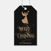 Eleganter Moderner Glitzer Angel Frohe Weihnachten Geschenkanhänger (Vorderseite)