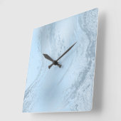 Eleganter, moderner Glitzer aus Babyblau Quadratische Wanduhr (Winkel)