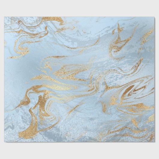 Eleganter moderner Glitzer aus Gold und hellblauem Geschenkpapier (Flach)