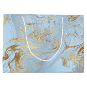 Eleganter moderner Glitzer aus Gold und hellblauem Große Geschenktüte (Rückseite)
