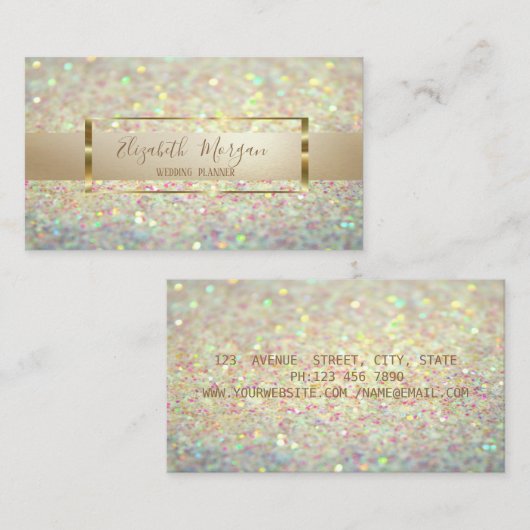 Eleganter moderner Glitzer Bokeh, Goldrahmen Visitenkarte (Vorne/Hinten)