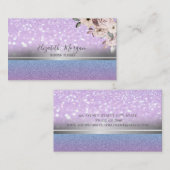 Eleganter moderner Glitzer Bokeh, Silberstreifen,  Visitenkarte (Vorne/Hinten)