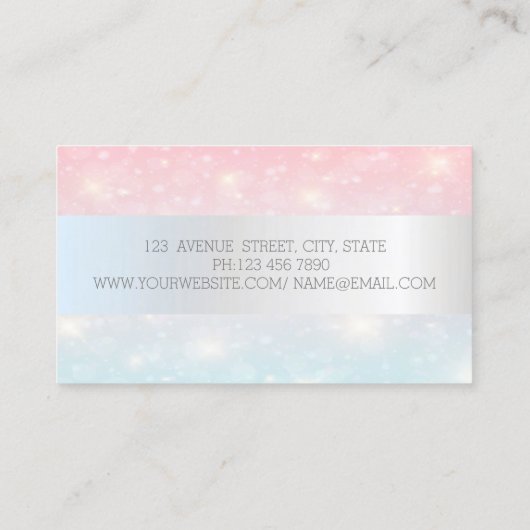 Eleganter moderner Glitzer Bokeh,Silberstreifen Visitenkarte (Rückseite)