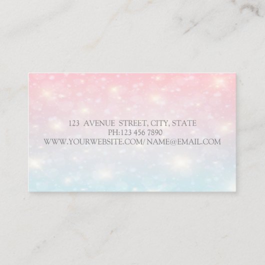 Eleganter Moderner Glitzer Bokeh ,Silver Visitenkarte (Rückseite)