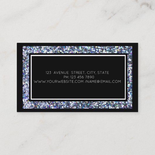 Eleganter moderner Glitzer, Glitzern, Rahmen Visitenkarte (Rückseite)