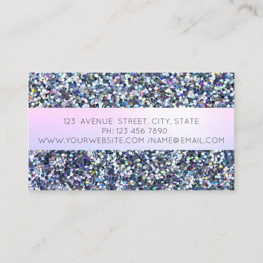 Eleganter moderner Glitzer, Glitzern, Streifen Visitenkarte (Rückseite)