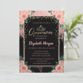 Eleganter moderner Glitzer Gold Tiara, Marmor-Blum Einladung (Stehend Vorderseite)