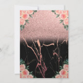 Eleganter moderner Glitzer Gold Tiara, Marmor-Blum Einladung (Rückseite)