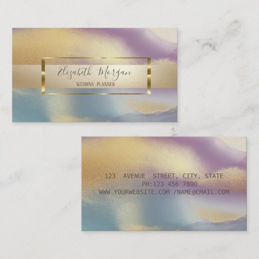 Eleganter, moderner Glitzer, Goldrahmen und farben Visitenkarte (Vorne/Hinten)