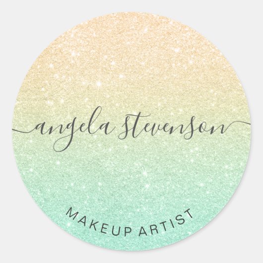 Eleganter moderner Glitzer- und Minzgrün Runder Aufkleber (Vorderseite)