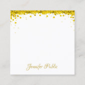 Eleganter moderner Gold Confetti Handschrift Text Quadratische Visitenkarte (Vorderseite)