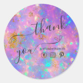 Eleganter moderner Gold Fire Opal Stone Vielen Dan Runder Aufkleber (Vorderseite)