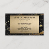 Eleganter moderner Gold Glitzer & Black Marble Aga Visitenkarte (Rückseite)