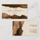 Eleganter moderner Gold Glitzer Brown Agate Busine Visitenkarte (Vorne/Hinten)