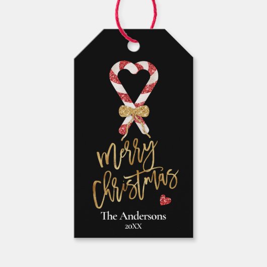 Eleganter moderner Gold Glitzer Frohe Weihnachtscr Geschenkanhänger (Vorderseite)