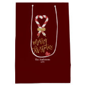 Eleganter moderner Gold Glitzer Frohe Weihnachtscr Mittlere Geschenktüte (Rückseite)