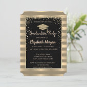 Eleganter moderner Gold-Glitzer-Graduierungsrahmen Einladung (Stehend Vorderseite)