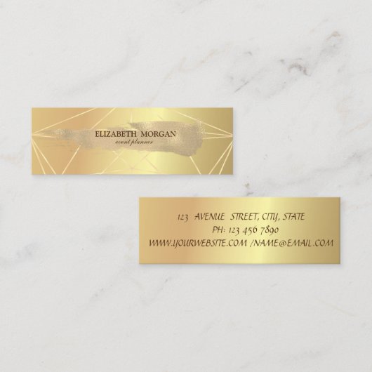 Eleganter moderner Gold Glitzer Pinselstrich, geom Mini Visitenkarte (Vorne/Hinten)