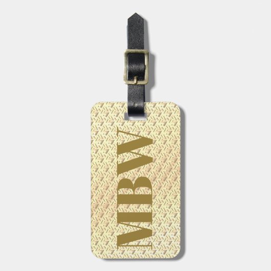 Eleganter moderner Gold Metallic-mit Monogramm Nam Gepäckanhänger (Vorderseite vertikal)