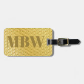 Eleganter moderner Gold Metallic-mit Monogramm Nam Gepäckanhänger (Vorderseite horizontal)
