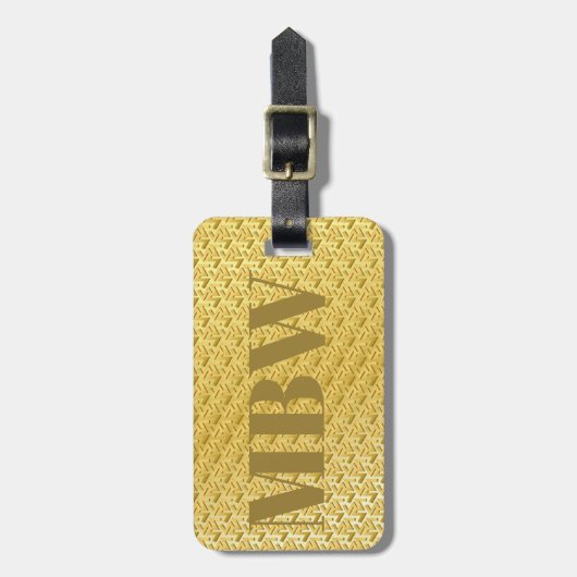 Eleganter moderner Gold Metallic-mit Monogramm Nam Gepäckanhänger (Vorderseite vertikal)