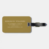 Eleganter moderner Gold Metallic-mit Monogramm Nam Gepäckanhänger (Rückseite horizontal)