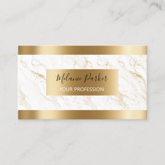 Eleganter moderner Gold-Strikes-Marmor Visitenkarte (Vorderseite)