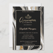 Eleganter moderner Gold Tiara, schwarzer Gold Marm Einladung (Vorderseite)