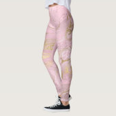 Eleganter, moderner Gold- und Rose-Goldmarmor & Gl Leggings (Links)