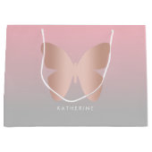 Eleganter, moderner Goldbutterling der Rose Große Geschenktüte (Vorderseite)