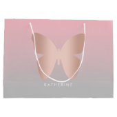 Eleganter, moderner Goldbutterling der Rose Große Geschenktüte (Rückseite)