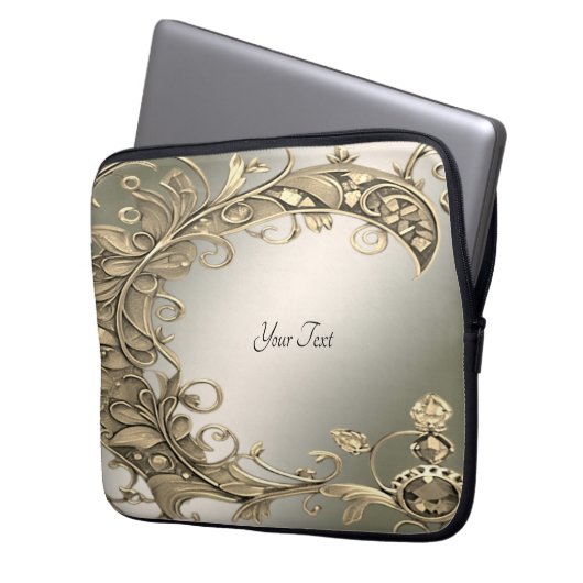 Eleganter, moderner Goldener Dekorationsschlauch Laptopschutzhülle (Vorderseite Links)