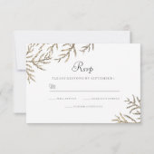 Eleganter moderner Goldener Leaf Wedding RSVP (Rückseite)