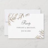 Eleganter moderner Goldener Leaf Wedding RSVP Karte (Vorderseite)