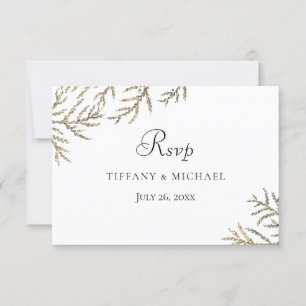 Eleganter moderner Goldener Leaf Wedding RSVP Karte