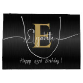 Eleganter, moderner, goldener Mit Monogramm Skript Große Geschenktüte (Rückseite)