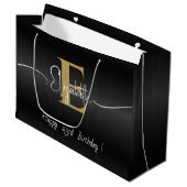 Eleganter, moderner, goldener Mit Monogramm Skript Große Geschenktüte (Vorderseite Schrägansicht)