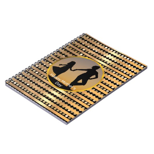 Eleganter moderner goldener schwarzer Streifen Mut Notizblock (Linke Seite)