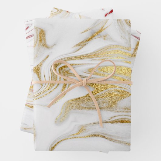 Eleganter moderner, goldfarbener Marmor Geschenkpapier Set (Beispiel)