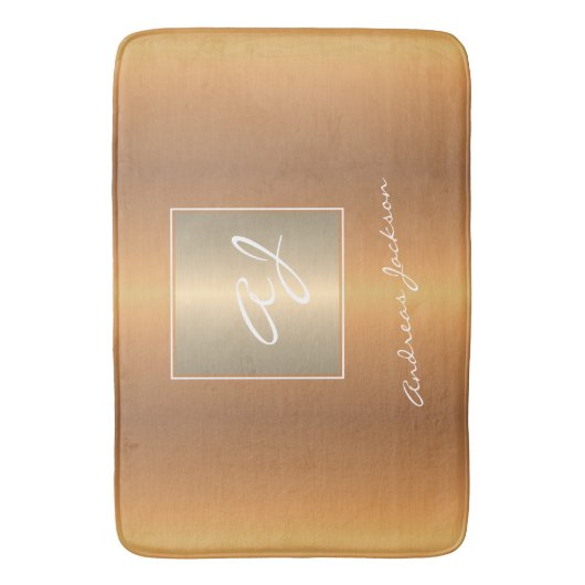 Eleganter, moderner, goldfarbener Name des Monogra Badematte (Vorderseite Vertikal)