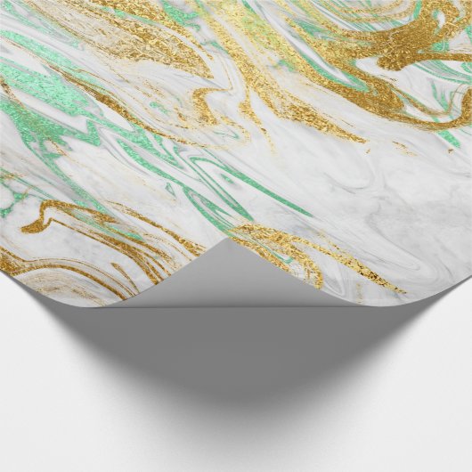 Eleganter moderner goldgrüner Marmor-Look Geschenkpapier (Ecke)