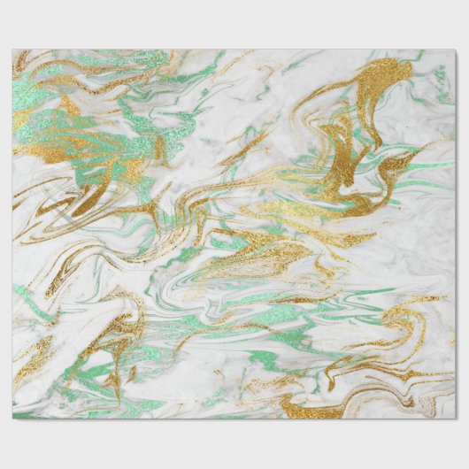 Eleganter moderner goldgrüner Marmor-Look Geschenkpapier (Flach)