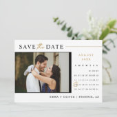 Eleganter moderner Goldkalender - QR-Code Save the Einladung (Stehend Vorderseite)