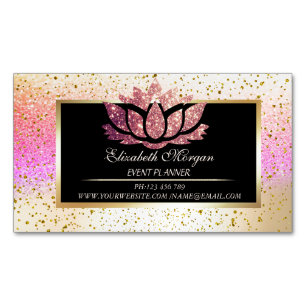 Eleganter moderner Goldkonfetti, Bokeh-Rahmen Lotu Magnetische Visitenkarte