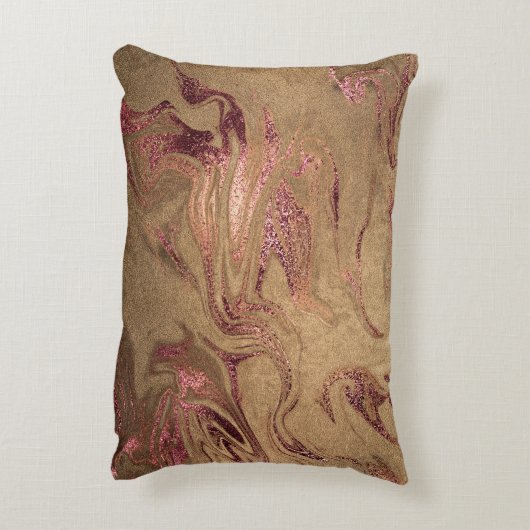 Eleganter, moderner Goldmarmor aus Kupferglas-Rose Dekokissen (Rückseite(Vertikal))