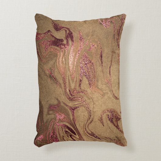 Eleganter, moderner Goldmarmor aus Kupferglas-Rose Dekokissen (Vorderseite(Vertikal))