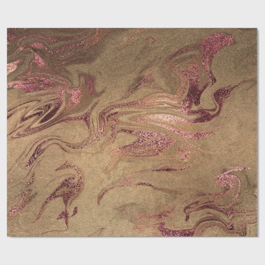 Eleganter, moderner Goldmarmor aus Kupferglas-Rose Geschenkpapier (Flach)