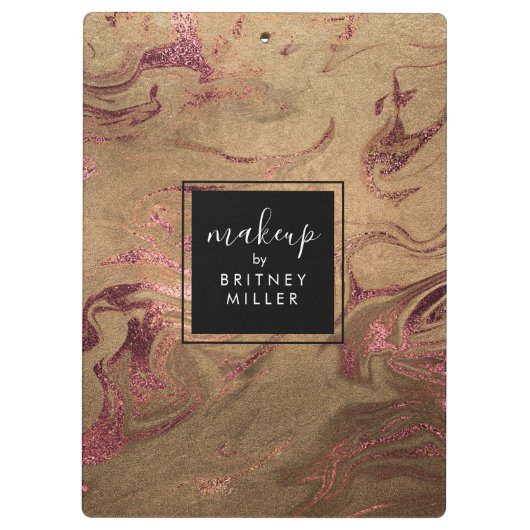 Eleganter, moderner Goldmarmor aus Kupferglas-Rose Klemmbrett (Rückseite)