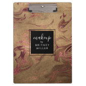 Eleganter, moderner Goldmarmor aus Kupferglas-Rose Klemmbrett (Vorderseite)